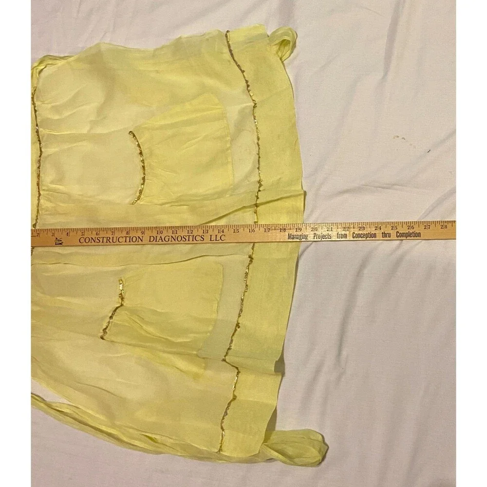 #5731 Womens Sheer Yellow and Gold Half Hostess Apron